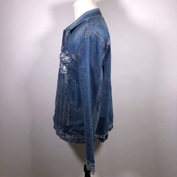 LEVI’S Distressed Trucker Denim Jean Jacket - Picture 10 of 14